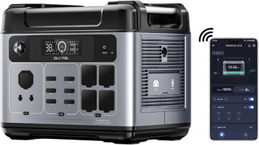 Портативна зарядна станція OUKITEL P2001 Plus 2048 Втгод, сонячний генератор з акумулятором LiFePO4, 4 x 2400 Вт (пік 4800 Вт) змінного струму, швидка зарядка 0-100 за 1 годину, зарядна станція для дому, подорожей, кемпінгу P2001 PLUS 2400 Вт