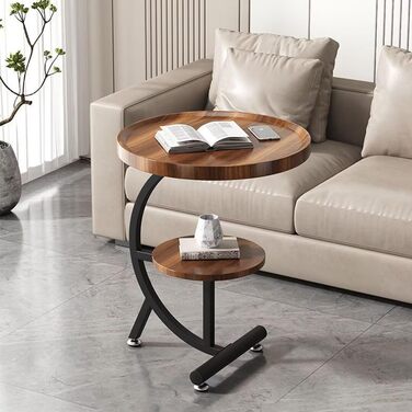 С-подібний журнальний столик, круглий дерев&39яний журнальний столик, круглий журнальний столик, столик для вітальні, маленький столик з подвійною полицею, столик для дивана, сучасний мобільний журнальний столик, маленький журнальний столик для дивана та 