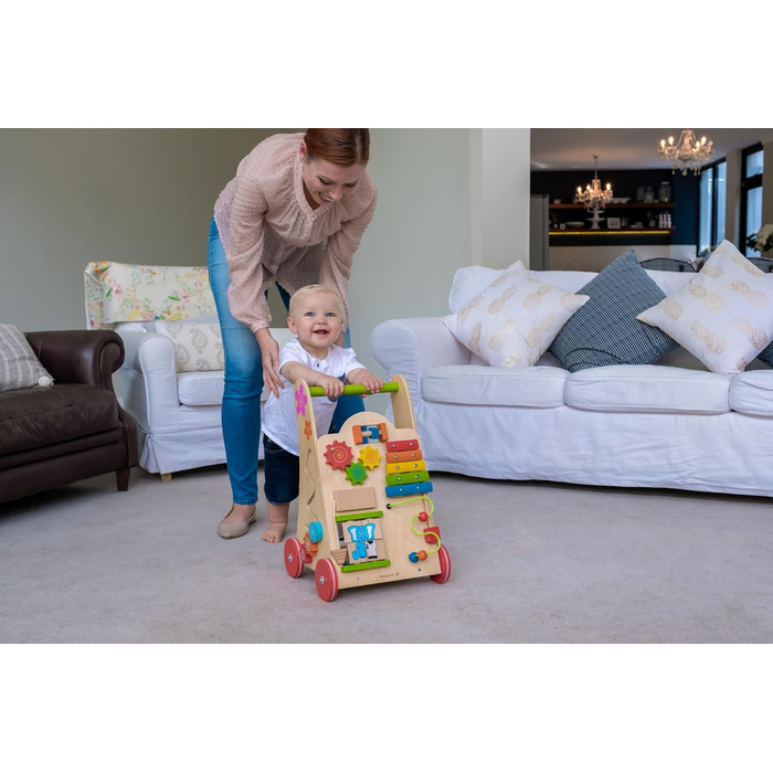 Іграшка для ходьби EverEarth, виготовлена з екологічно чистої деревини Сприяє розвитку ходьби та моторики у малюків Зручна для дітей іграшка з безпечними фарбами на водній основі EE30949