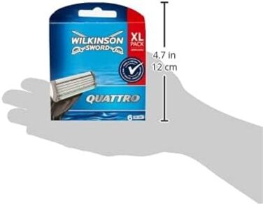 Леза Wilkinson Sword Quattro для чоловічих бритв, 6 шт.