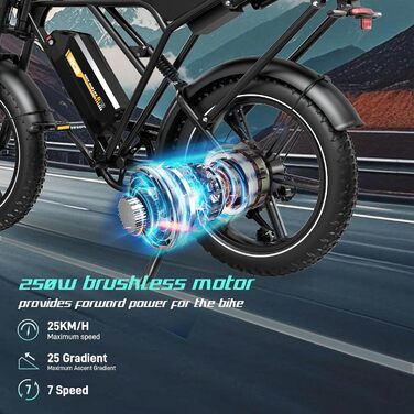 Електровелосипед, Електричний гірський велосипед для дорослих, Електровелосипед для щоденних поїздок зі знімним акумулятором 48 В 20,8 Аг, Запас ходу 3590 км, Чорний, 19 20&39&39