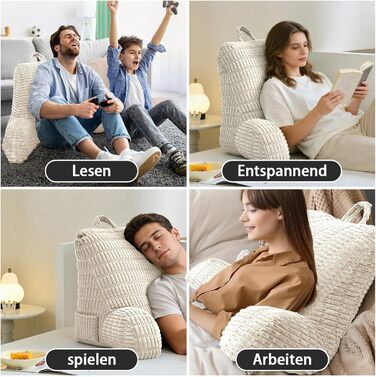 Подушка для читання для ліжка та дивана, подушка для підтримки спини, подушка для читання з підлокітником, диван для дорослих з подушкою для спинки, подушка сидіння з підлокітником, підходить для читання, ігор для мобільних телефонів, відеоігор, перегляду