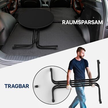 Складаний бістро-стіл, круглий складаний барний стіл з кришкою, водонепроникний для садів, бістро, весіль та заходів на свіжому повітрі, чорний