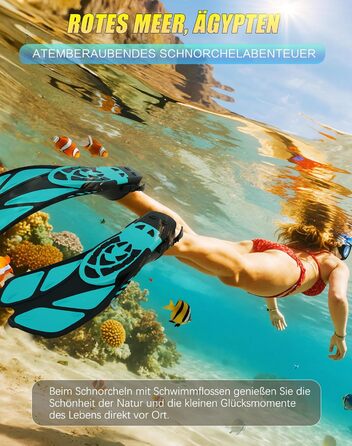 Ласти для снорклинга, регульовані ласти для плавання дорослих, дорожній розмір, унісекс ласти для дайвінгу для дорослих, чоловіків, жінок та дітей, відкриті тренувальні ласти з п&39ятою та сітчастою кишенею, S/M, темно-зелені