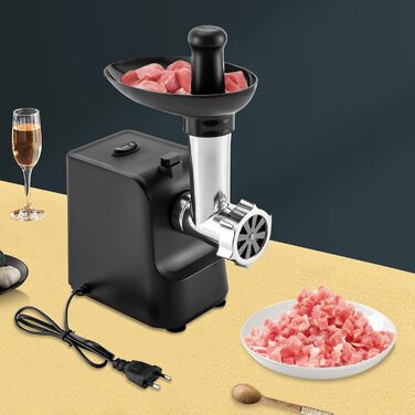 М'ясорубка, 1000 Вт електрична м'ясорубка з 3 перфорованими дисками з нержавіючої сталі, пробка, комплект Кеббе, фарш машина ковба