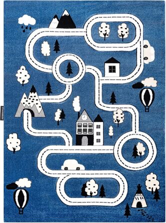 Дитячий килимок Petit для дитячої кімнати, ігрові килимки, дитяча кімната, міські вулиці синій 280x370 см