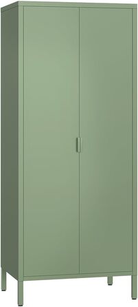 Металева шафа skølm Ituri, м&39ятно-зелена Шафа з 6 полицями та 2 рейками для одягу Шафа для передпокою, ширина 80 см Шафа для спальні в індустріальному стилі Сталева шафа для вітальні та офісу, м&39ятно-зелена, без шухляд