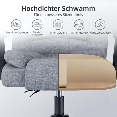 Ергономічне офісне крісло naspaluro, стілець для роботи з високою спинкою та регулюванням висоти, крісло керівника, крісло-реклайнер для офісу, для дому, сірий колір, без підставки для ніг