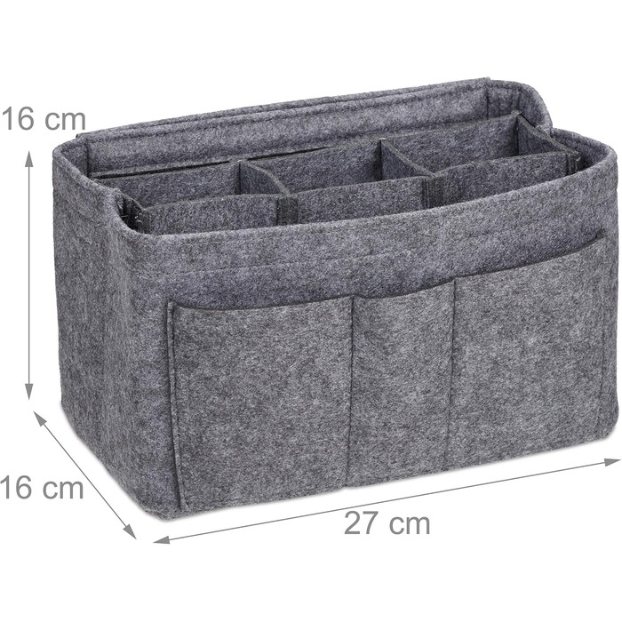 Сумка-органайзер Relaxdays bag, фетр, знімні відділення, жіноча сумка-органайзер, розмір S, темно-сірий