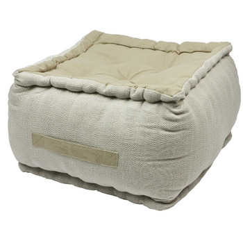 Товста підлогова подушка із зигзагоподібним плетінням - висота 25 см - пуф - оттоманка - табуретка - 40x40x25 см - 100 бавовна (бежевий)