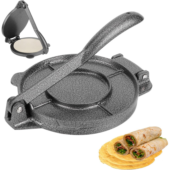 Чавунний прес GAESHOW Taco, прес для тортильї, прес для кукурудзяного борошна, виробник тортильї, чавунний прес для тортильї, прес для тіста для домашніх коржів, інструмент для млинців, 16,5 см