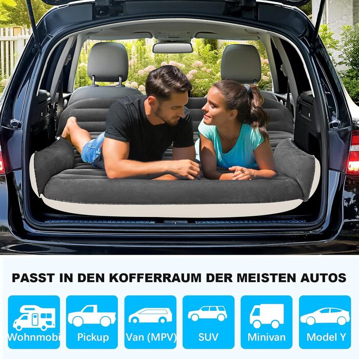 Надувний матрац KMZ для позашляховиків, автомобіля, вантажівки та кемпінгу портативний, товстий автомобільний матрац для подорожей, включаючи 2 подушки та електричний насос