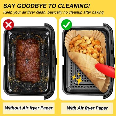 Папір для випічки BYKITCHEN 210 шт. для фритюрниці Шухляда Ninja Flex AF500EU подвійна зона, аксесуари для фритюрниці 10,4 л для Ninja Foodi AF500EU AF500EUCP, також сумісний із великим папером для випічки Cecotec Dual 9000 9 л