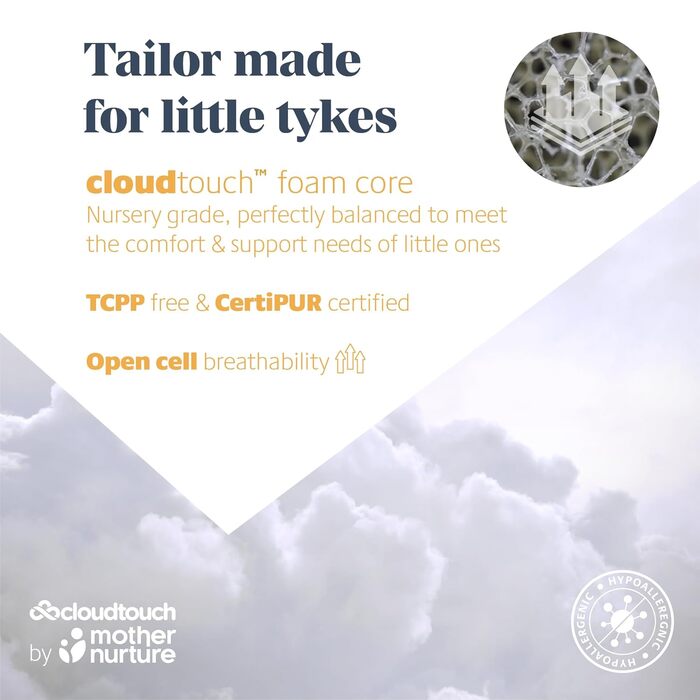 Матрац Mother Nurture Foam, білий, X см преміум-класу для дитячого ліжка, 80 x 40 x 3 см, підходить для Snuzpod3, 80 x 44 x 3 см Білий 80 x 44 x 3 см
