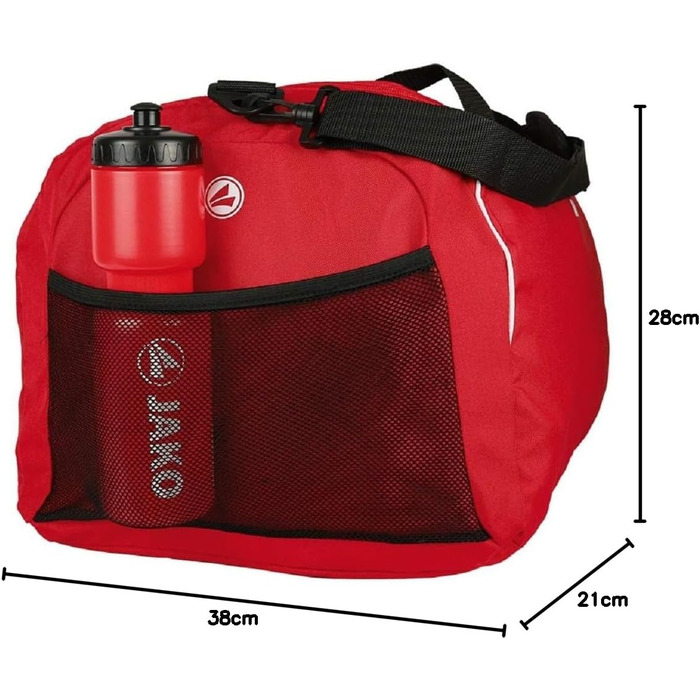 Спортивна сумка JAKO Men&39s Classico - Сумка для залу з внутрішньою кишенею, просторим основним відділенням із двосторонньою блискавкою та сітчастою кишенею, регульованим плечовим ременем 1 (Bambini) - 38 см, Чорна