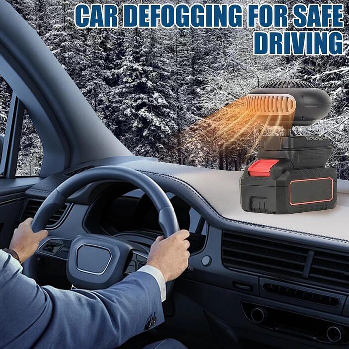 Автомобільний обігрівач з акумулятором, вентилятор-обігрівач на акумуляторі, портативний автомобільний обігрівач потужністю 170 Вт з 2 режимами (30-80C), бездротовий для автомобіля, офісу та дому, захист від перегріву та перекидання, для офісу, автомобіля