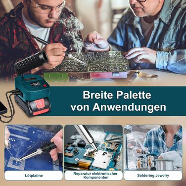 Акумуляторний паяльник для батареї Bosch 18V, швидке нагрівання, електрична цифрова LCD паяльна станція з USB і зарядними портами