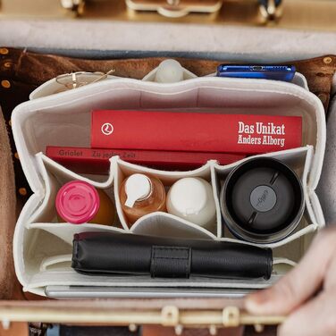 Сумка-органайзер Relaxdays bag, фетр, багато відділень, знімна перегородка, органайзер для сумочки, розмір M, білий