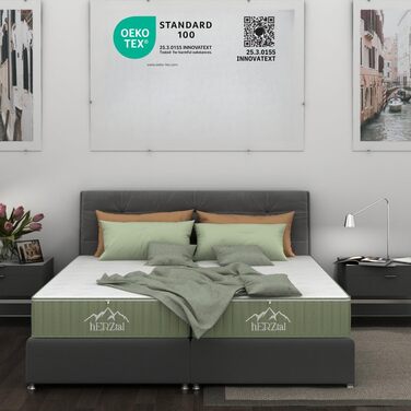 Зонний пружинний матрац кишенькової форми 90x200 см висота 18 см, універсальний, точково-еластичний та повітропроникний, літня/зимова сторона, знімний чохол, який можна прати (60C), сертифікований 90 x 200 см, 7-