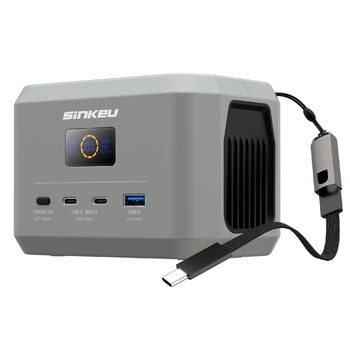 Портативна електростанція SinKeu, акумулятор LiFePO4 ємністю 96 Втгод / 30 000 мАг з 3 портами, швидка зарядка USB-C 100 Вт на вході/виході для подорожей, аварійне джерело живлення DE-E100