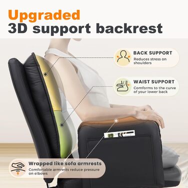 Офісне крісло IWMH, ергономічне робоче крісло зі штучної шкіри, потовщені подушки, крісло для керівника з широким сидінням та колесами, поворотне крісло з можливістю відкидання на 90-135, туалетне крісло, регульована висота з підлокітниками (чорне)