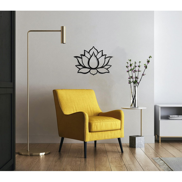Металева прикраса. Плаваюча настінна скульптура з тінню, виготовлена зі сталі. (43 х 31 см, квітка лотоса) 43 х 31 см. Квітка лото
