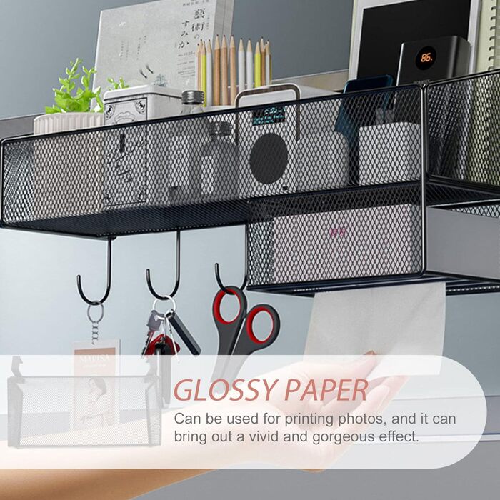Настінна полиця Cabilock з металевої сітки білого кольору - міцний кошик для зберігання з підвісним пристроєм для ліжка, тумбочки та офісу, підвісна полиця для книг, косметики, пультів дистанційного керування (свердління не потрібне)