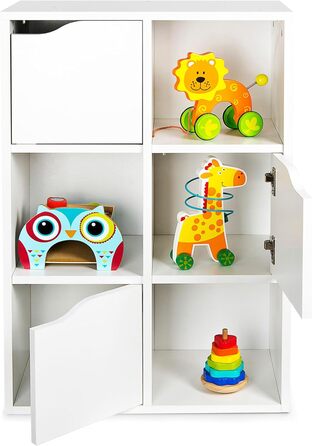 Книжкова шафа, Дитяча полиця, Полиця для іграшок, Дитяча гардеробна Біла книжкова шафа з 6 полицями, Рішення для зберігання Дитяча кімната, вітальня та офіс 59,5x29x89,5 см