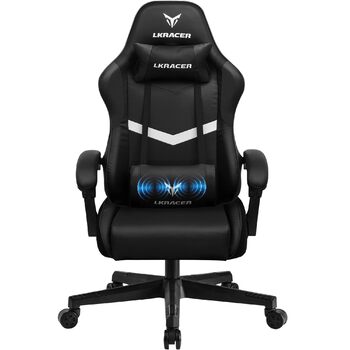 Ігрове крісло GTPLAYER Офісне крісло Масажне ігрове крісло Ергономічне ігрове крісло, підголівник з масажною подушкою для попереку, м&39яке ігрове крісло, обертове крісло чорного кольору