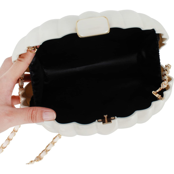 Жіноча вечірня сумочка-клатч з блискітками та оболонкою, блискуча сумочка зі стразами та ланцюжком для весілля, білий 07048