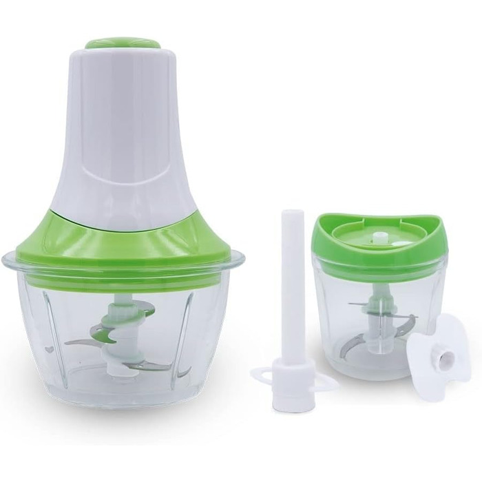 Компактний мультиподрібнювач 6-в-1 Ємність 360 мл і 1000 мл Нарізає, змішує, подрібнює, натирає, збиває та перемішує 300 Вт 2 пластикові контейнери з кришкою 300 Вт