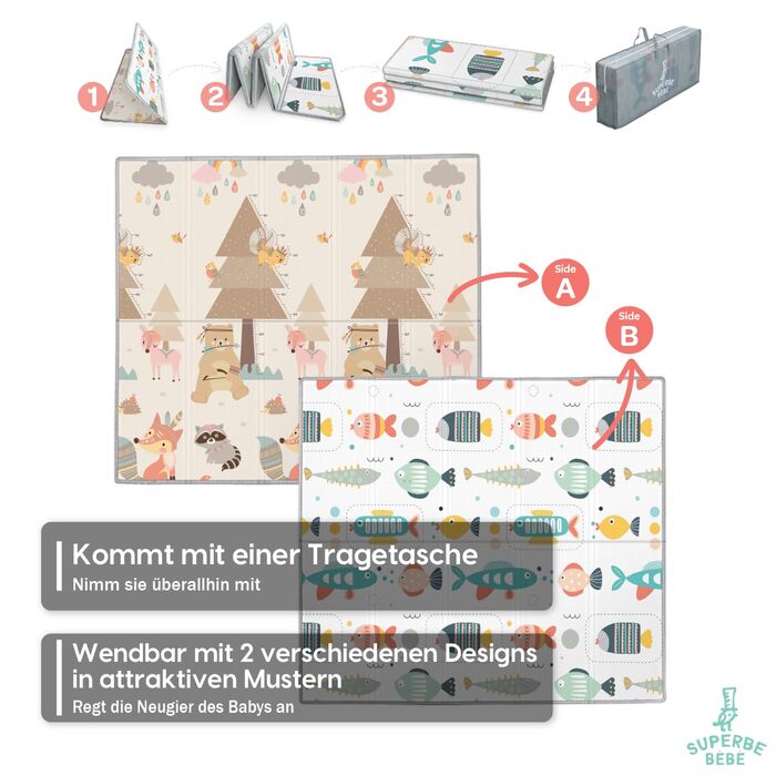 Дитячий килимок Дитячий килимок Дитячий ігровий килимок 180х200х1,5см. Двосторонній і нетоксичний товстий складаний водонепроникни