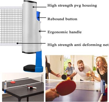 Розсувна сітка для настільного тенісу YOUYIKE, сітка для настільного тенісу 190 см (макс.), регульована висувна сітка, заміна портативної сітки для настільного тенісу для столу для настільного тенісу, офісного столу, обіднього столу