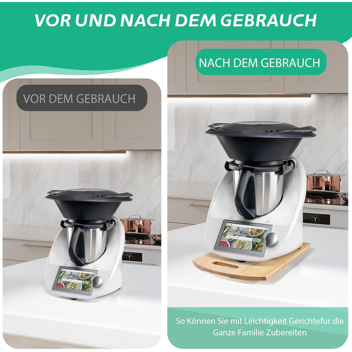 Розсувна дошка для Thermomix TM6, Розсувна дошка Thermomix TM6 з 2 універсальними колесами, Ролетна дошка для Thermomix TM6, Швидкорухома дошка Thermomix TM5, Розсувна дошка Thermomix з дерева