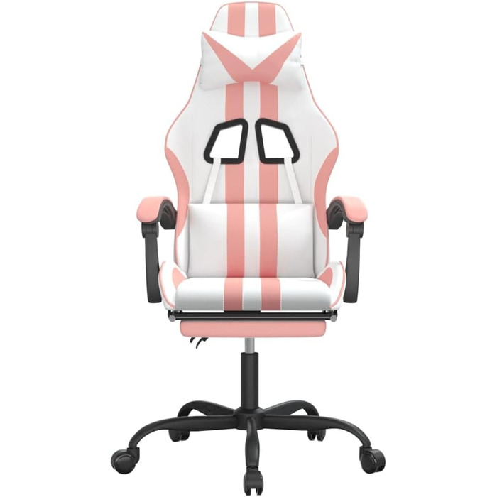 Ігрове крісло Owox, біле/рожеве, штучна шкіра, 57,5 x 59,5 x 121-131 см, регульована висота, функція нахилу, ергономічне 57,5 x 59,5 x (121-131) см (Ш x Г x В), рожеве