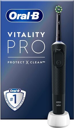 Електрична зубна щітка Oral-B Vitality Pro/електрична зубна щітка, 3 режими чищення зубів для догляду за зубами та захисту X Чиста насадка для зубної щітки, подарунок чоловікові/жінці, дизайн від Braun, чорна, ука (1 упаковка) чорна (1 упаковка)