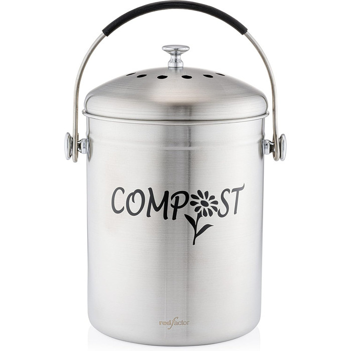 Компостний контейнер для кухні з нержавіючої сталі без запаху - контейнер для органічних відходів - з безкоштовними фільтрами з ак