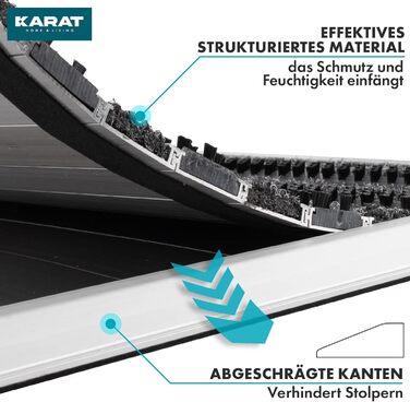 Килимок для дверей KARAT Spectral з алюмінієвою рамкою для використання всередині та зовні приміщень - стійкий до іржі та атмосферних впливів - килимок для передніх дверей - килимок для входу (текстильне волокно, ребристе/матове, 54 x 83 см)