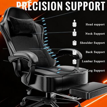 Геймерське крісло вантажопідйомністю 150 кг, офісне крісло з підставкою для ніг, геймерське крісло з регульованою поперековою опорою, геймерське крісло зі штучної шкіри, дитяче геймерське крісло з регульованою висотою, класична сіра модель