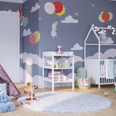 Дерев&39яний пеленальний столик Bellabino Bani білого кольору вузький пеленальний столик з 2 відкритими полицями зручний для спини пеленальний столик висотою 86 см велика пеленальна поверхня 70 x 53 см