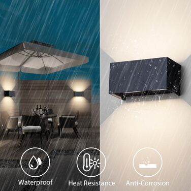 Світлодіодний настінний світильник Klighten 24 Вт для приміщень/зовнішнього використання, лампа 4000K для зовнішнього використання, IP65 з регульованим кутом променя, натуральний білий/антрацит