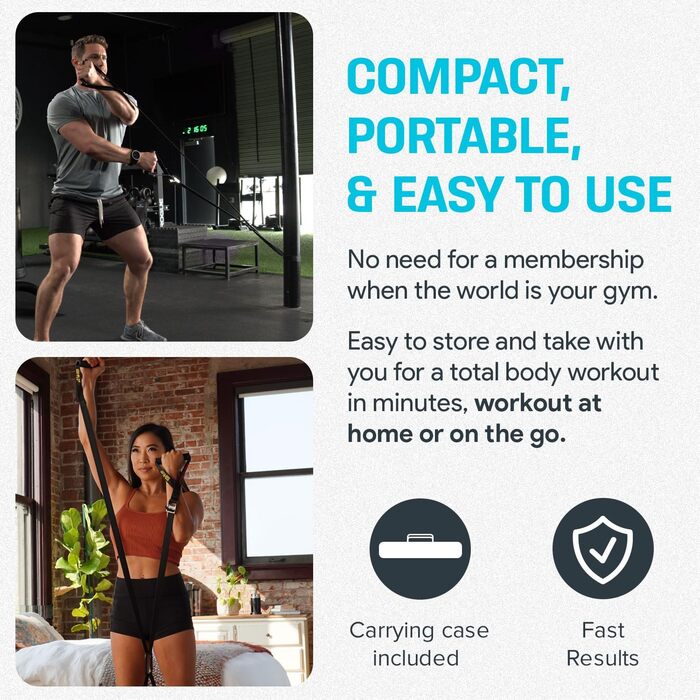 Ізометричний тренажер Bullworker ISO-FLO підвісні ремені та стрічки опору для калістеніки, пілатесу та силових тренувань, портативне домашнє фітнес-обладнання для тренування спини та корпусу