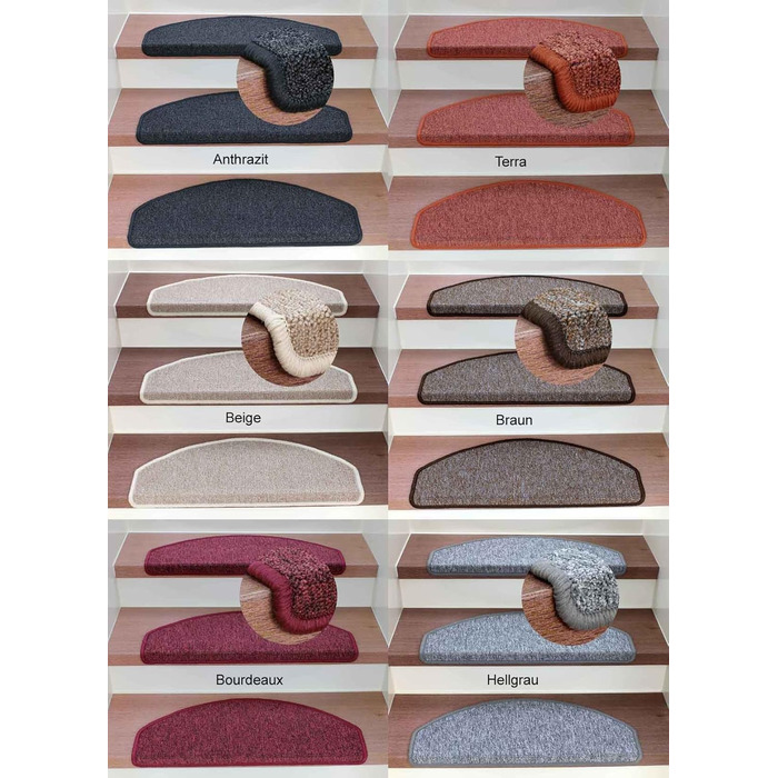 Килимки для сходів Kettelservice-Metzker Rambo - різні кольори та варіанти. Варіанти та кольори набору (16 шт., антрацит)
