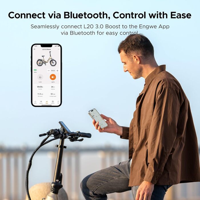 Електровелосипед ENGWE з додатком, акумулятор 48 В 13,5 Аг, запас ходу до 135 км, датчик крутного моменту та гідравлічні гальма, шини 20 * 3,0, 2 години зарядки, колір шампанське золото