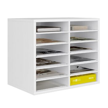 Дерев&39яний настільний органайзер з 12 відділеннями, настільний органайзер для файлів, штабелюваний лоток для файлів A4, лоток для офісних листів, підтримка чистоти на робочому столі, білий