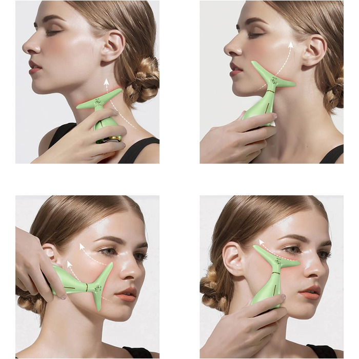 Електричний масажер для обличчя Ms.W для підтяжки обличчя, ультразвуковий масажер для обличчя проти зморшок для дому, ультразвуковий масаж обличчя, 3 режими масажу обличчя проти зморшок 1 зелений та золотий