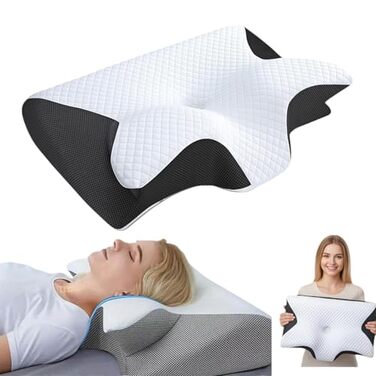 Подушка для відпочинку ZYVO для голови та шиї, терапевтична подушка для сну, апное, ортопедична подушка, хропіння, апное, підтримка шиї, знімна та миється, ефективно покращує проблеми зі сном (чорна)