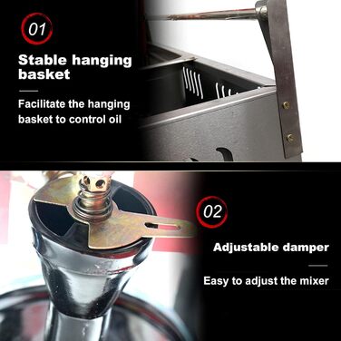 Комерційна газова фритюрниця з нержавіючої сталі з кошиком і кришкою для фритюрниці, швидким нагріванням, настільною олійною фритюрницею для домашнього ресторану для смаженої курки та подвійним циліндром Pomm