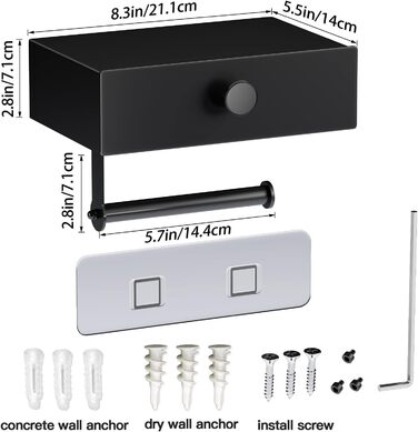 Тримач для туалетного рулону Без свердління, тримач для туалетного рулону З ящиком для вологих серветок Тримач для туалетного руло