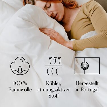 Чохол для обтяженої ковдри 135x200 см - 100 бавовняна постільна білизна - Білий - Зроблено в Португалії - Підковдра для терапевтичної ковдри - запобігає ковзанню 135 x 200 см Білий 1
